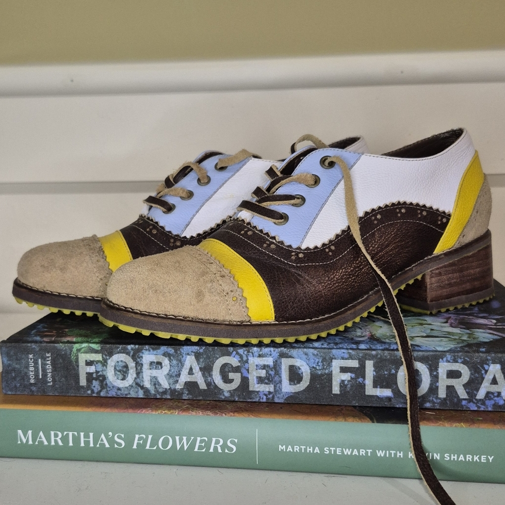 Stylish Women's Oxfords in Brown, Yellow, and Cream